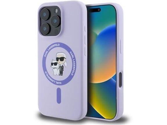 KARL LAGERFELD ovitek za silikonski MagSafe iPhone 16 Pro, vijola