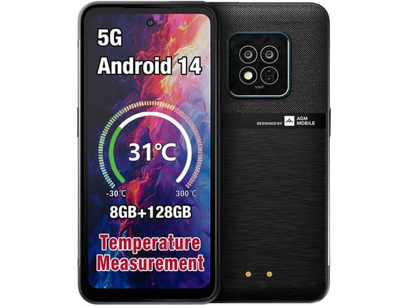 AGM odporni pametni telefon X6 5G 8GB/128GB DS Android 14, Kamera 50MP dual AI - črn