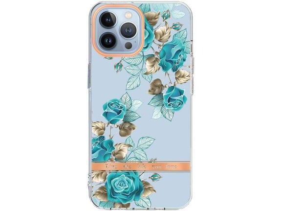 CHAMELEON ovitek za gumiran TPU Flowers Apple iPhone 16 Pro Max, moder