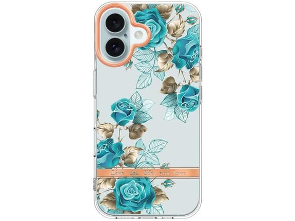 CHAMELEON ovitek za gumiran Flowers Apple iPhone 16, moder