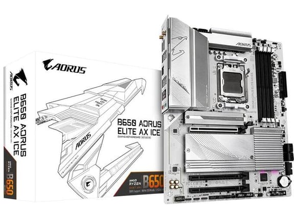 GIGABYTE matična plošča B650 AORUS ELITE AX ICE, AM5, ATX, WiFi 6E, Bluetooth