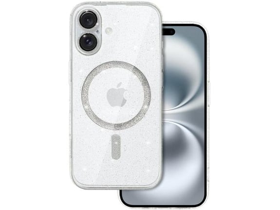 ONASI silikonski ovitek Glitter MagSafe za iPhone 16 Plus, prozorna z bleščicami