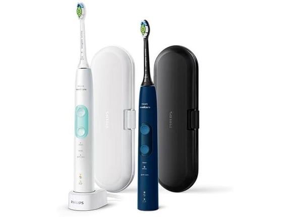 PHILIPS Sonicare ProtectiveClean 5100 sonični električni zobni ščetki z dodatki 2 kos (HX6851/34) bela/modra
