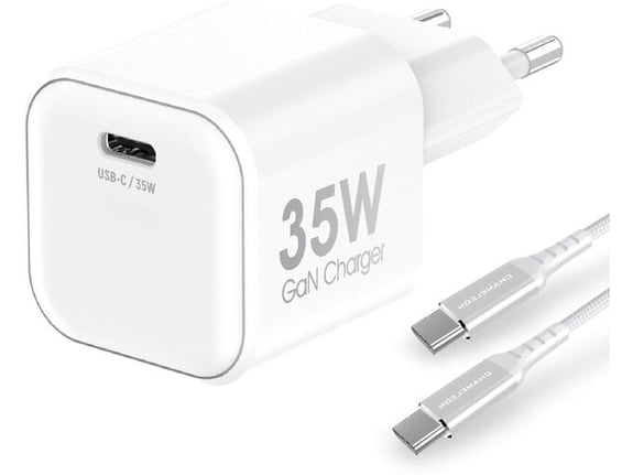 Chameleon Hišni polnilec - 35W GaN (PD 3.0, PPS in QC 3.0), USB-C izhod, s kablom USB-C na USB-C - P813-GA