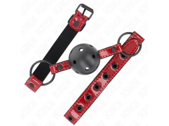 KINK Gag Shiny Leatherette Red/black (4,5 Cm)