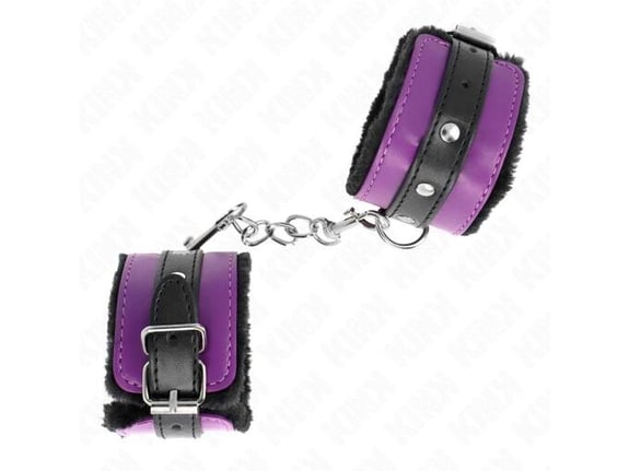 KINK Okovi Za Zapestje Premiuim Fur Lined Black/purple