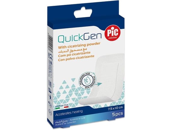 PIC obliž za celjenje ran QuickGen, 10cmx7,5cm, 5kos