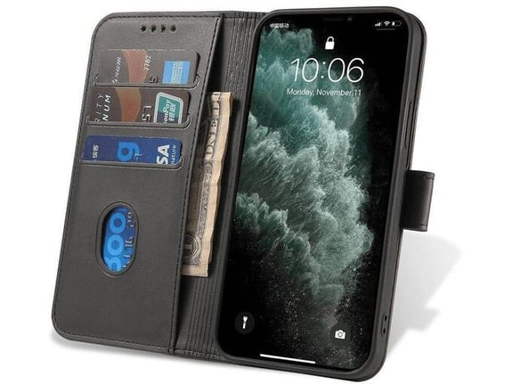 ONASI Wallet denarnica usnjena preklopna torbica Xiaomi Redmi Note 13 Pro - črna