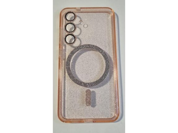 ONASI silikonski ovitek Glitter MagSafe za Samsung Galaxy S25 5G, roza