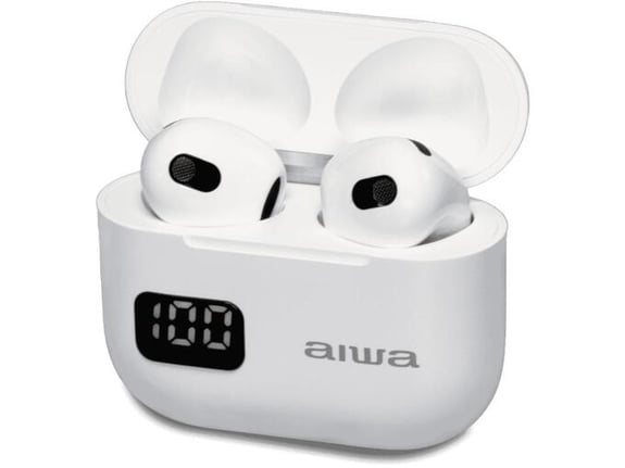 AIWA brezžične ušesne slušalke z mikrofonom EBTW-100WT, bela