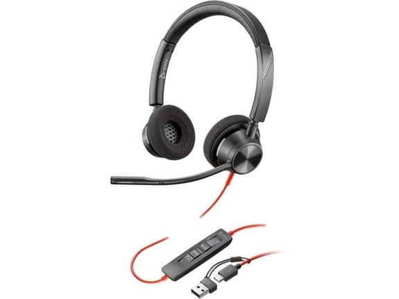 POLY Blackwire 3320 Stereo Microsoft Teams certificirane slušalke USB-C + adapter USB-C/A (8X220AA)