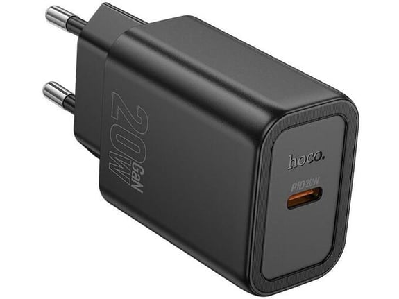 HOCO polnilec adapter N60 GaN PD 20W Type C za Samsung, iPhone - črn