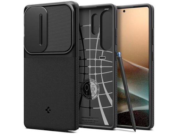 SPIGEN silikonski ovitek Optik Armor za Samsung Galaxy S25 Ultra 5G, črna