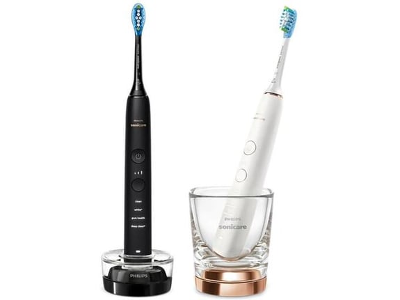 PHILIPS sonična električna zobna ščetka z aplikacijo Sonicare DiamondClean 9000 HX9914/57, črna in bela