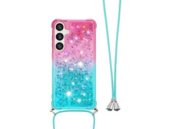 CHAMELEON ovitek za gumiran TPUVr Samsung Galaxy S25, roza-mint s tekočimi srčki