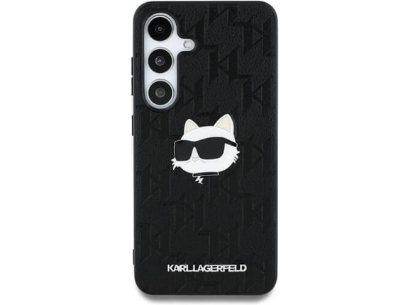 KARL LAGERFELD ovitek Monogram Choupettes Head za Samsung Galaxy S25 5G, črna, KLHMS25SPGKLCHPK