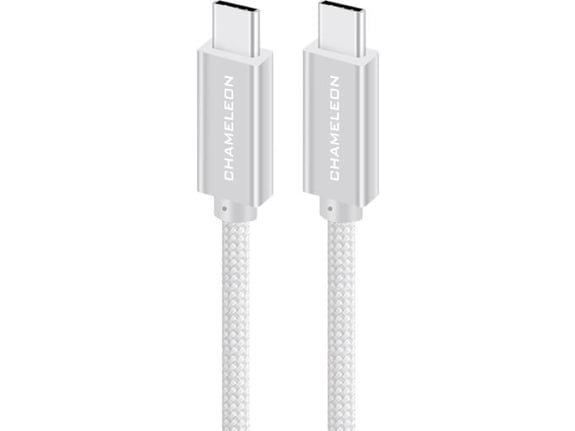 Chameleon USB-C na USB-C kabel, 20Gbps, 100W (1m) - podatkovni in polnilni kabel - najlon, bel