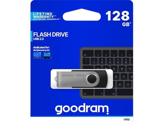 GOODRAM USB KLJUČ 128GB 2.0 za shranjevanje podatkov črno srebrn
