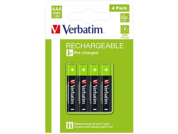 Verbatim polnilne baterije HR03 49514 NiMH AAA 1,2V (4 kos) 950 mAh
