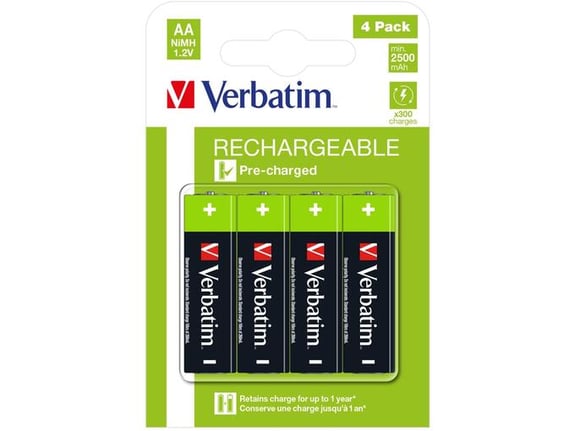 Verbatim polnilne baterije HR6 49517 NiMH AA 1,2V (4 kos) 2500 mAh