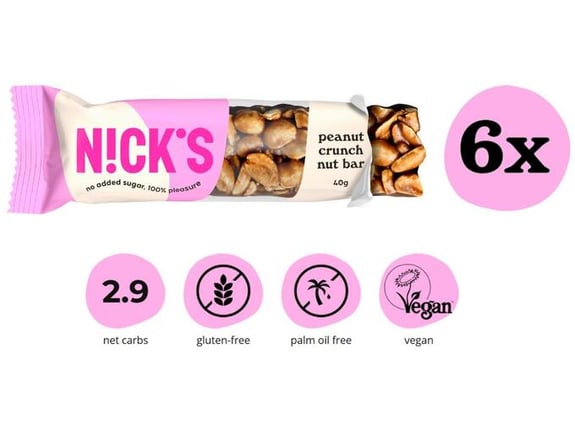 NICKS veganska arašidova ploščica s čokolado 6 x 40g