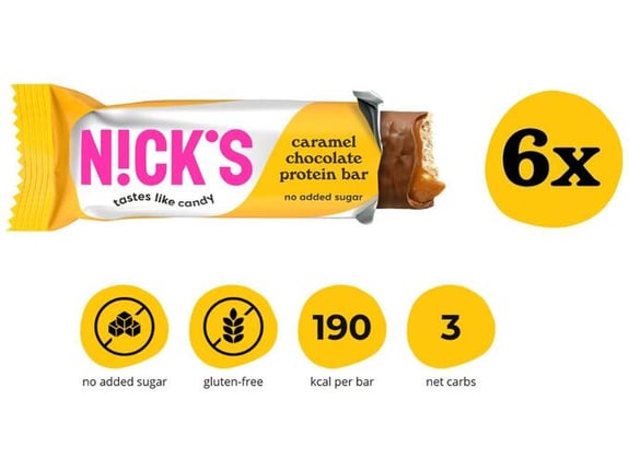 NICKS beljakovinska ploščica Caramel chocolate 6 x 50g