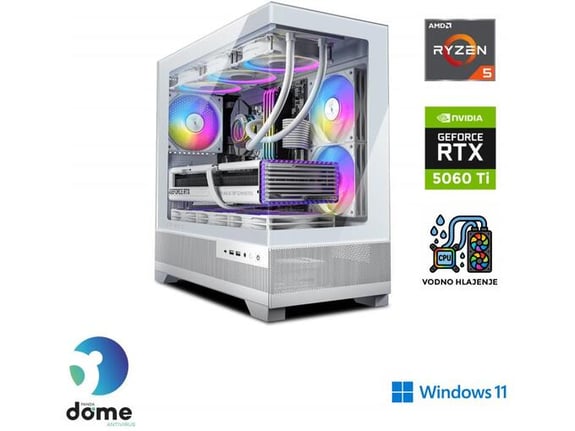 ANNI gaming namizni računalnik Gamer Advanced Ryzen 5 9600X/16GB/2TB SSD/Windows 11 Home/RTX 5060 Ti/bela