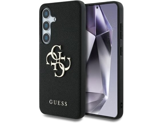GUESS ovitek Grained za Samsung Galaxy S25 5G, črna, GUHCS25SPGT4MBK