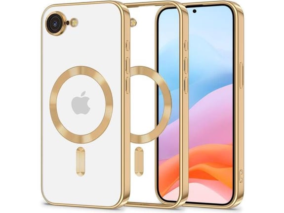 ONASI ovitek Magshiny za iPhone 16e MagSafe, prozorna z zlato obrobo