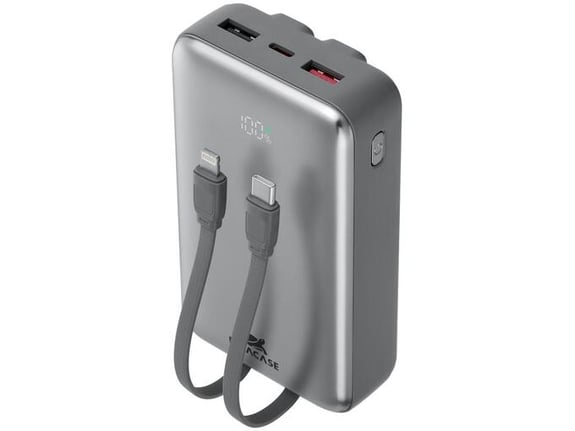 RIVACASE prenosna baterija/powerbank VA2612 20.000 mAh 30W, z LCD ekranom in 2x podatkovni kabel (Type-C, Lightning) - za vse telefone in tablice