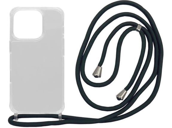 CHAMELEON ovitek za gumiran TPUVr Apple iPhone 16 Pro Max, prozoren s črno vrvico