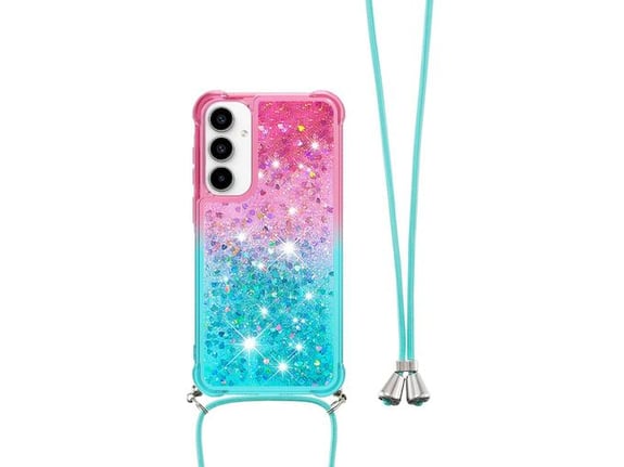 CHAMELEON ovitek za gumiran TPUVr Samsung Galaxy A36 5G, roza-mint s tekočimi srčki