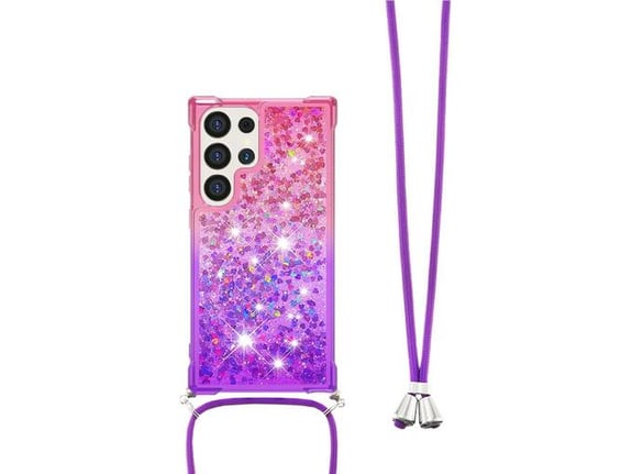 CHAMELEON ovitek za gumiran TPUVr Samsung Galaxy S25 Ultra, roza-vijoličen s tekočimi srčki