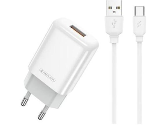Jellico hišni polnilec EU01 12W 2,4A USB A s kablom Type C - (EU Blister) bel