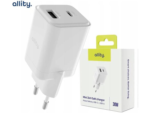 ALLITY polnilec ATC-01 GaN, 30W, bela