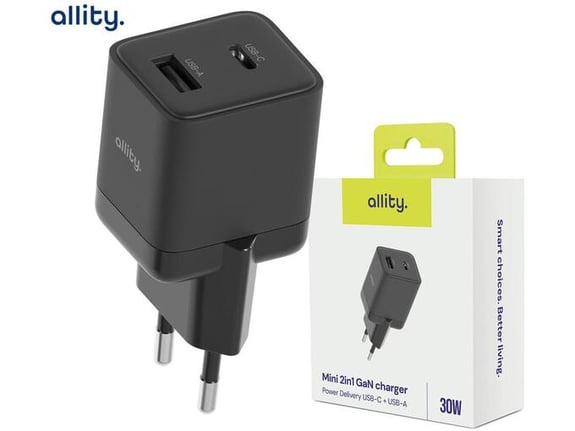 ALLITY polnilec ATC-01, GaN, 30W, črna