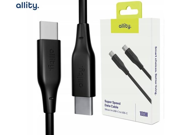 ALLITY kabel AUC-02, USB-C na USB-C, 100W, 2m, črna