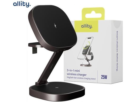 ALLITY brezžični polnilec AWC-220-25WMS, 3v1, siva (Graphite)