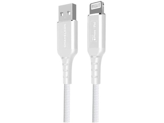 Chameleon USB na Lightning kabel, 480Mbps, 12W, MFi (1m) - podatkovni in polnilni kabel - najlon bel