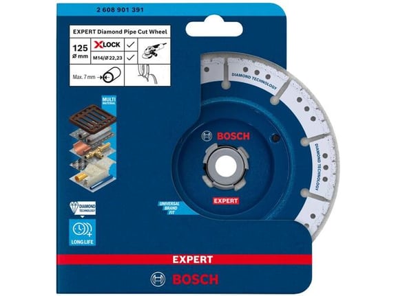 BOSCH PROFESSIONAL diamantna rezalna plošča PIPE CUT EXPERT X-LOCK, 125 mm, 2608901391