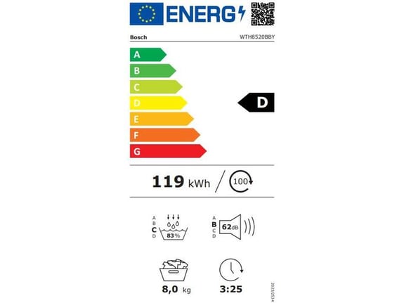 BOSCH sušilni stroj s toplotno črpalko WTH8520BBY, 8 kg
