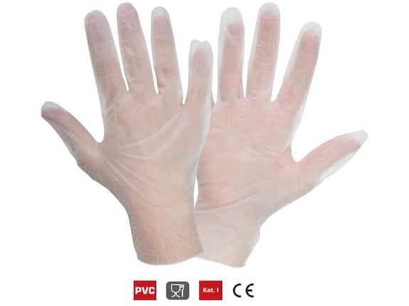 LAHTI PRO ZAŠČITNE VINILNE ROKAVICE 9 ( L ), 100 KOS BARVA BELA L240609B L240609B