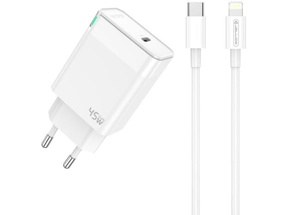 Jellico C105 hišni polnilec GaN QC / PD 45W vhod Type C s kablom Lightning - Original (EU Blister) - bel