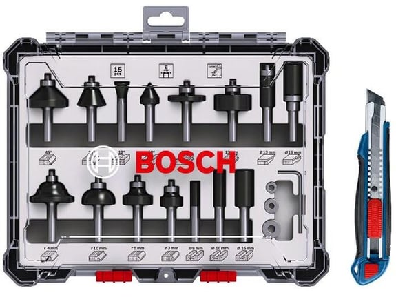 BOSCH PROFESSIONAL 15-delni set rezkarjev, 0615997653