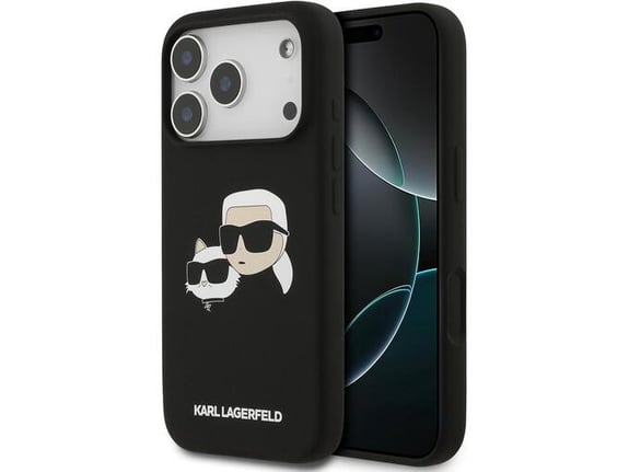 KARL LAGERFELD silikonski ovitek za iPhone 17 Pro, črna, KLHMP17LSKCHPPLK