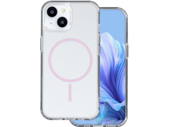 ONASI silikonski ovitek Antishock za iPhone 16, prozorna, roza MagSafe