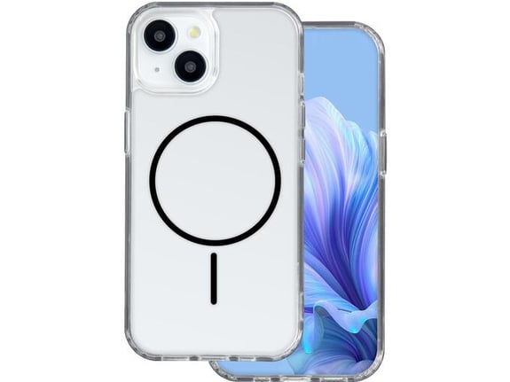 ONASI silikonski ovitek Antishock s črnim MagSafe za iPhone 16, prozorna