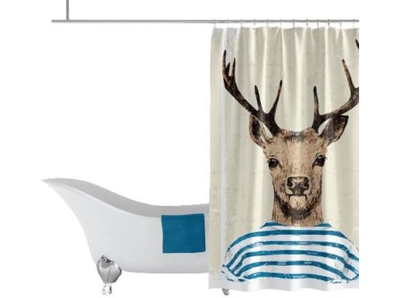 PRIRESA zavesa za tuš DEAR 180x200 cm | Vodoodporna tekstilna kopalniška zavesa s potiskom + 12 plastičnih obročev