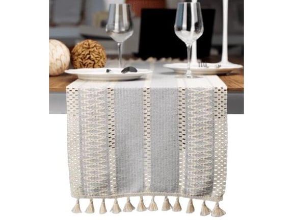 PRIRESA namizni Tekač ORGANIC SIVA, 35 x 145 cm