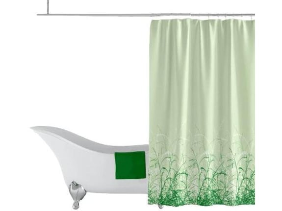 PRIRESA zavesa za tuš HAYFIELD 180x200 cm | Vodoodporna tekstilna kopalniška zavesa s potiskom + 12 plastičnih obročev